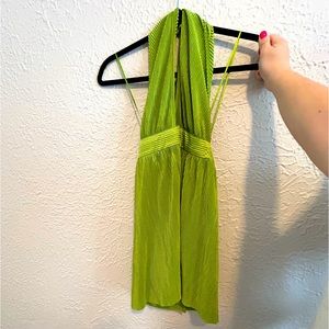 Sincerely Jules 💚 Satin Pleated Halter Top